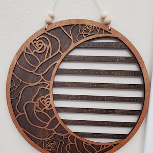 Hanging Earring Holder - Floral Moon