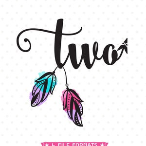 2. Geburtstag SVG, zweiter Geburtstag Schnittdatei, zwei Jahre alt SVG-Datei, Mädchen Geburtstag Shirt SVG-Design, Boho Pfeil Shirt SVG-Schnittdatei