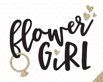Flower Girl SVG, Flower Girl Sign vinyl decal file, Bridal Party Iron on Transfer Shirt design for Flower Girl, Wedding Party SVG cut file