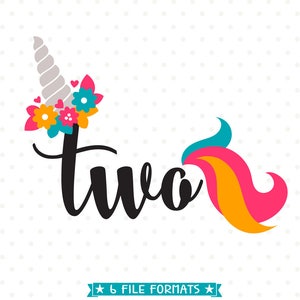 2.Geburtstag SVG, Einhorn Geburtstag SVG, 2 Jahre alt cut-Datei, Einhorn Party svg, zweiter Geburtstag Aufbügler, 2.Geburtstag Shirt SVG-Datei