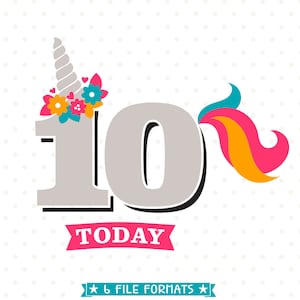 10. Geburtstag SVG, Einhorn SVG, Einhorn Party SVG, Zehnter Geburtstag Shirt Design, 10. Geburtstag Shirt SVG