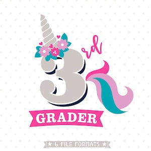 First Day of School SVG file, Unicorn SVG, 3rd Grade SVG, Back to School svg, Third Grade Iron on transfer shirt design, 3rd Grader svg
