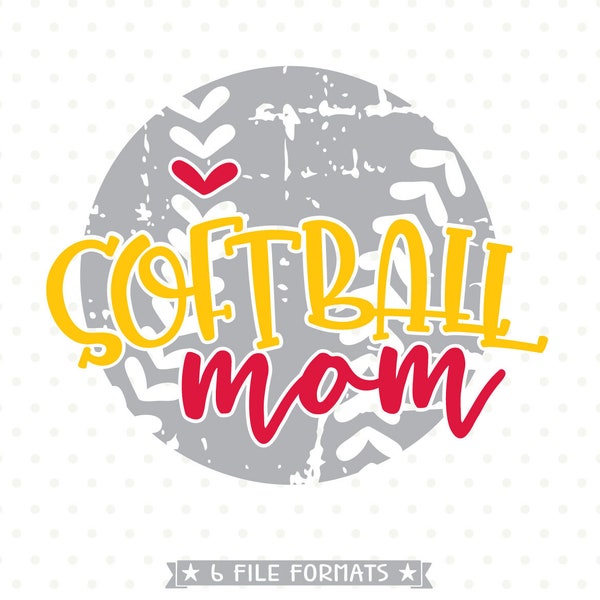 Softball Mom SVG, Distressed Softball SVG file, Grunge Softball SVG, Iron on transfer shirt design for Softball Mom, Softball Mom Shirt