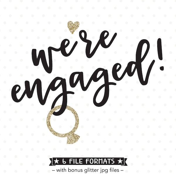 Engagement SVG, We're Engaged SVG, Bride and Groom shirts iron on file, Engagement Party SVG design, Wedding Party vinyl shirt file