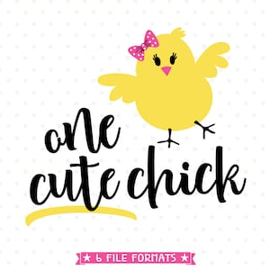 Easter SVG Design, One Cute Chick SVG file, Easter Chick svg, Easter Shirt svg, Girls Easter Iron on transfer shirt design, Easter cut file