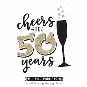 50e verjaardag SVG, Proost op 50 jaar SVG-bestand, 50e verjaardag SVG, Womens Birthday svg, Verjaardagshemd strijkijzer in bestand, Champagne gesneden bestand