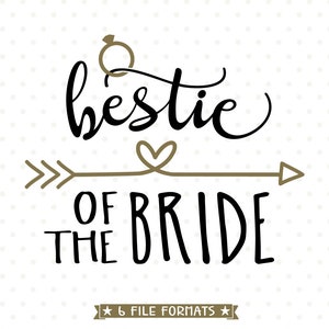 Bestie van de Bruid SVG bestand, Bruidsmeisje Shirt Iron op Transfer jpg bestand, Maid of Honor SVG, Brides Bestie vinyl gesneden bestand, Bruiloft SVG