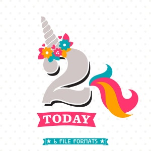 Unicorn Birthday SVG, 2nd Birthday SVG, Birthday iron on file, Unicorn Birthday Shirt svg, Girls Birthday cut file, Second Birthday svg