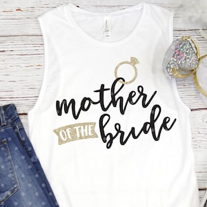 File SVG Mother of the Bride, Bridal Party shirt iron on file, Wedding Party gift cut file, vinile design camicia per Brides Family