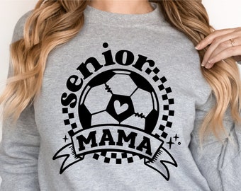 Senior Soccer Mom SVG and PNG files - Retro Checkered Soccer Mom tshirt design for Game Days