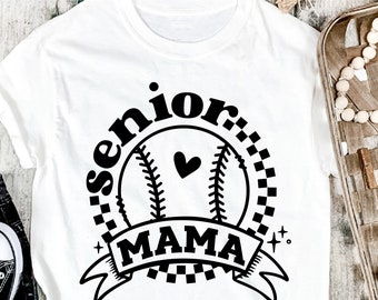 Senior Baseball Mom SVG and PNG files | Retro Baseball SVG tshirt design | Baseball Mama svg for Mom of graduating senior