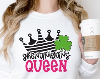 Saint Patrick's Day SVG and PNG files | Shenanigans Queen Cricut and Silhouette tshirt design with commercial license