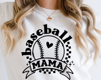 Baseball Mom SVG and PNG files | Retro Checkered Baseball SVG tshirt design for use with Cricut and Silhouette | Baseball Mama svg for Mom