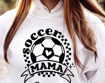 Soccer Mom SVG and PNG files. Checkered Retro Soccer SVG tshirt design for use with Cricut and Silhouette. Soccer Mama svg for Mom