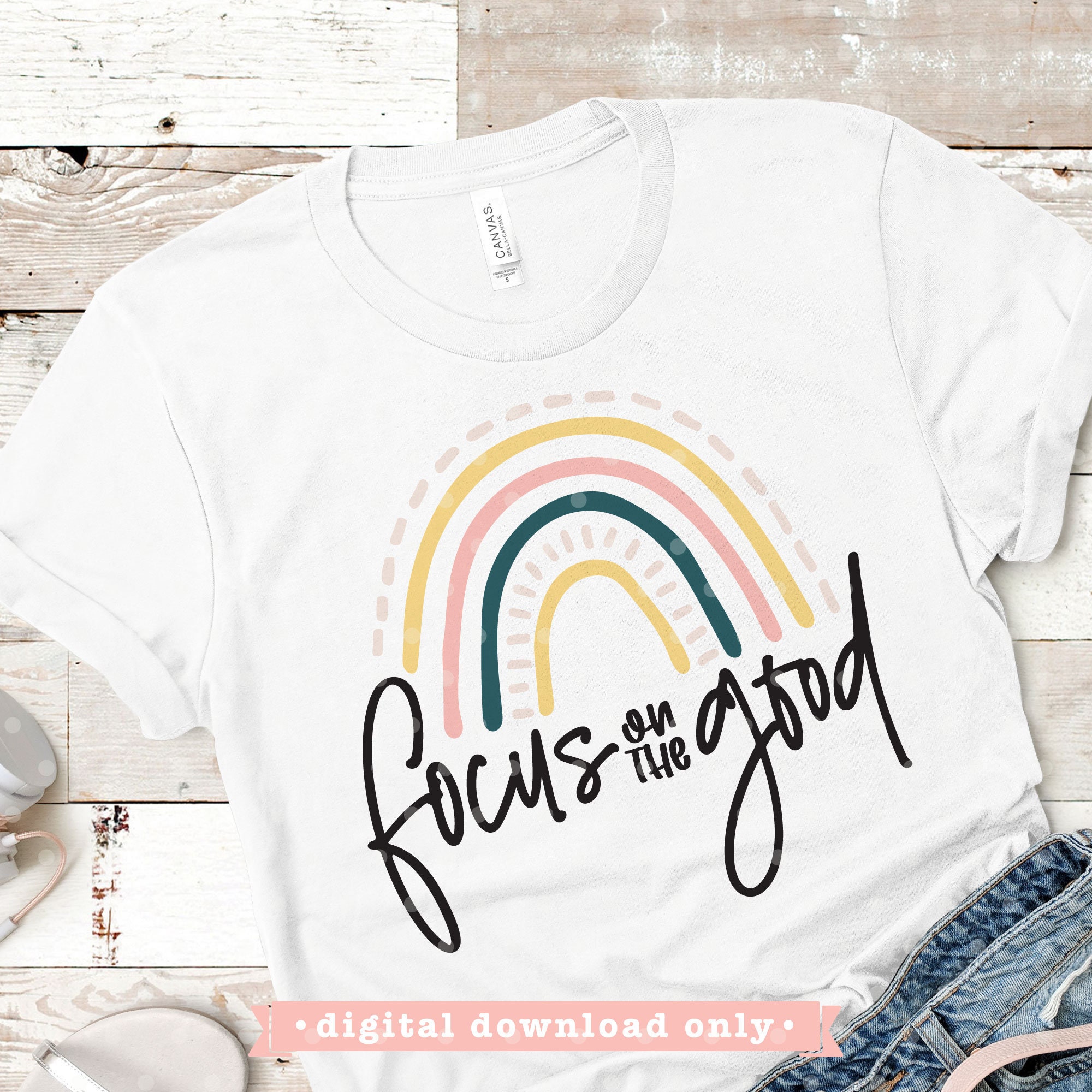 Download Focus On The Good Svg File Boho Rainbow Svg Inspirational Etsy