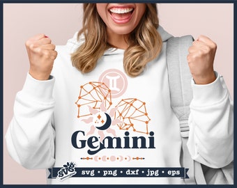 Gemini Zodiac Sign SVG: Celestial Horoscope Design (Digital Download)
