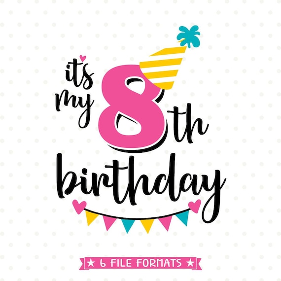 Eight - 8th Birthday Shirt For Girls, Heart Design Eight - 8th Birthday Shirt For Girls, Heart Design