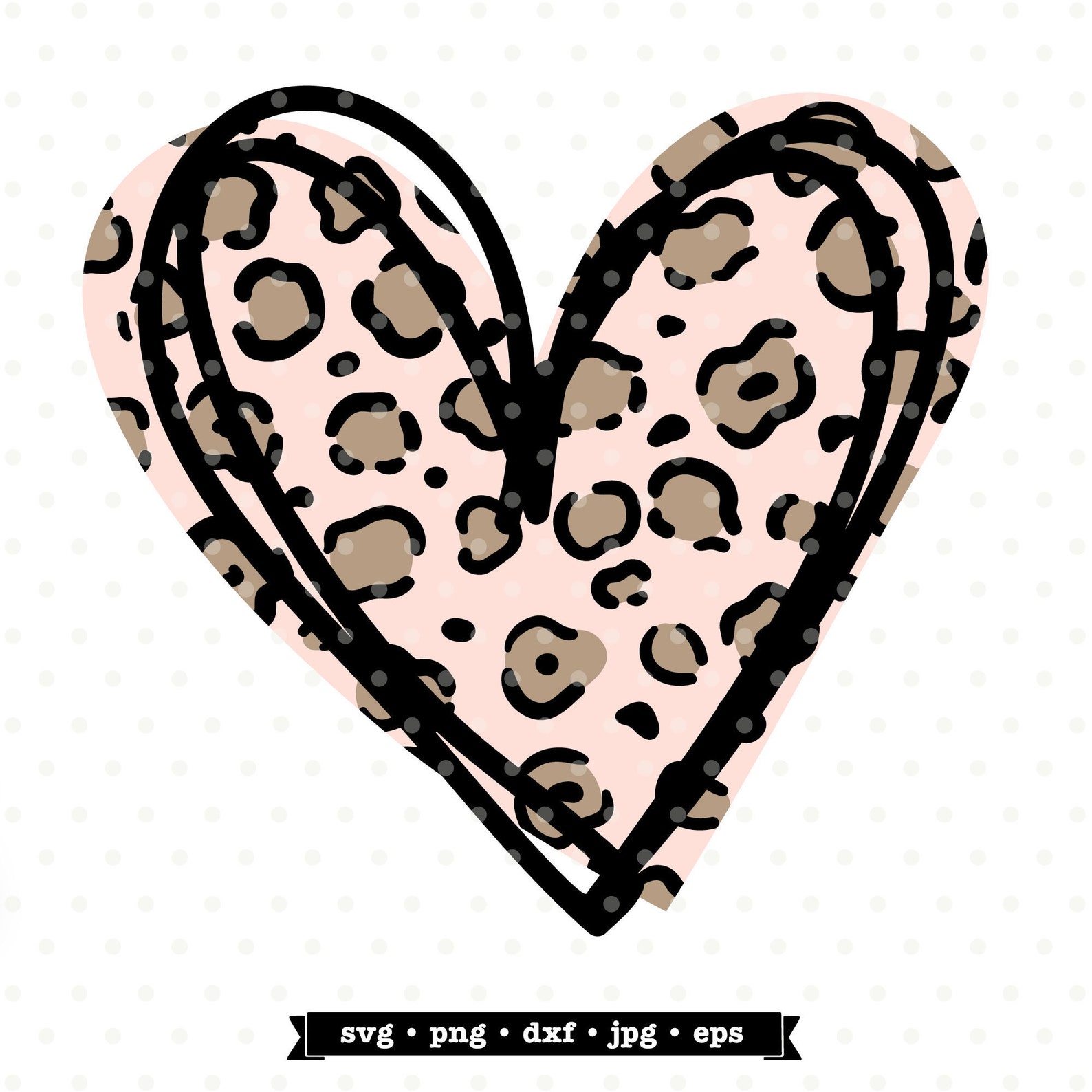 Valentine SVG Pink Leopard Print Heart SVG File Valentines Etsy