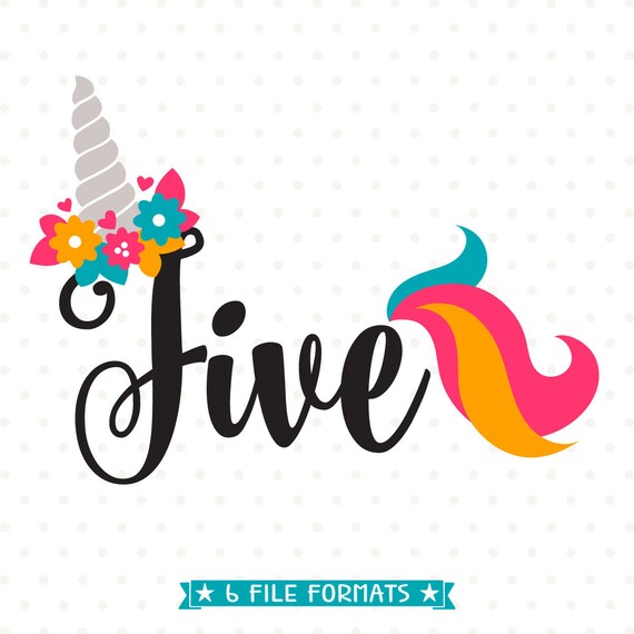 Download 5th Birthday SVG Unicorn Birthday SVG Five Years Old cut ...