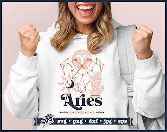 Signo del zodiaco Aries SVG: Diseño del horóscopo celestial (descarga digital)