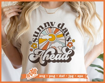 Retro Sun SVG: Sunny Days Ahead, Boho Hippie Design (Digital Download)