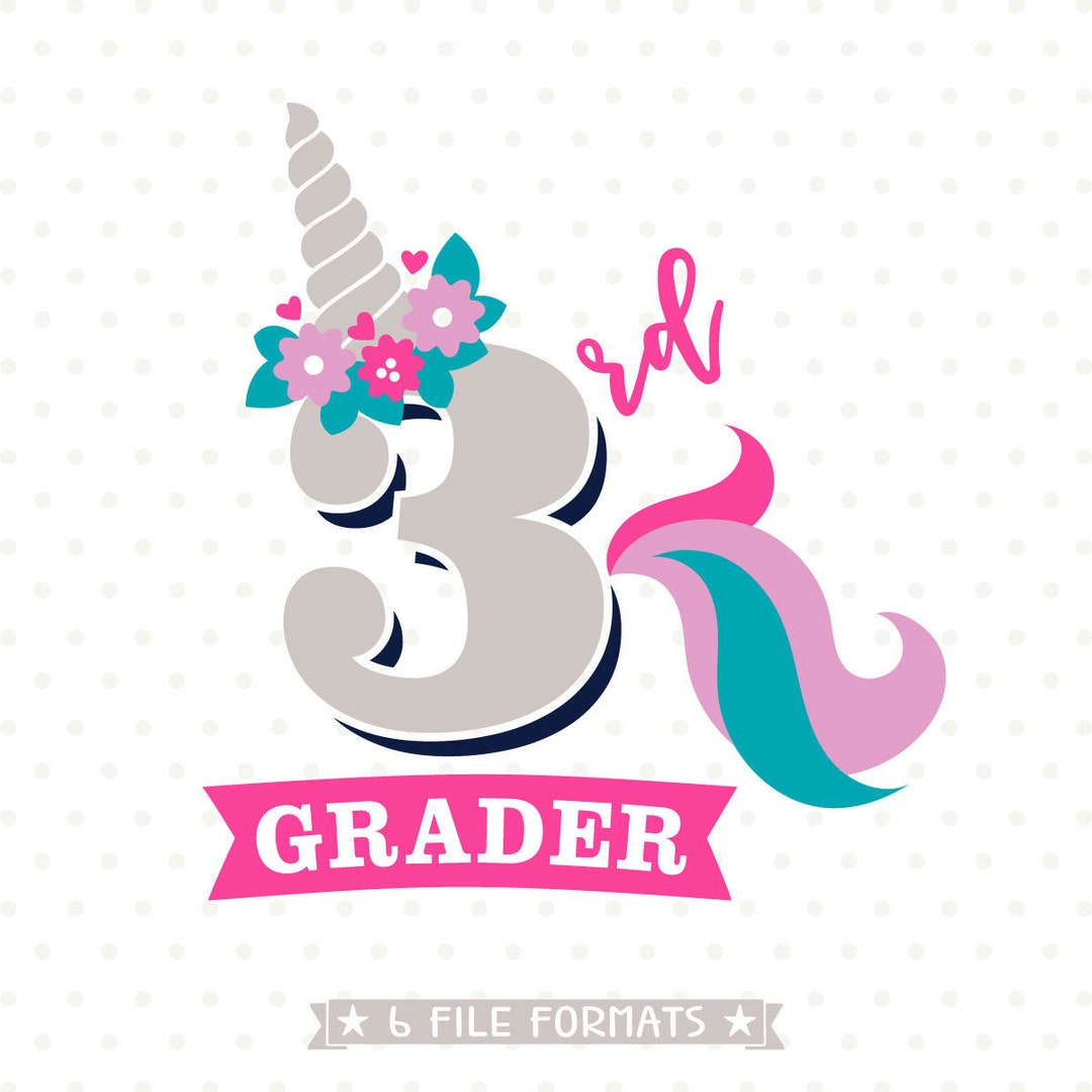 First Day of School SVG File Unicorn SVG 3rd Grade SVG Back - Etsy