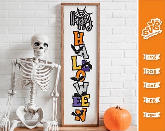 Happy Halloween Vertical Sign SVG: Porch Decor (Digital Download)