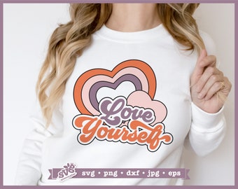 Love Yourself SVG: Boho Heart, Self Care, Mental Health (Digital Download)
