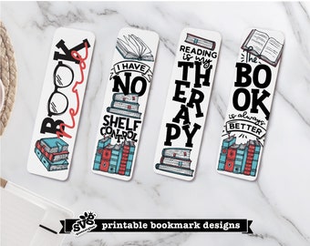 Funny Reading Quote Bookmarks: Book Nerd Gift (Printable PNG & PDF)