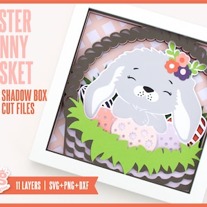 Easter Bunny Shadow Box SVG / Papercut Design per il design Shadowbox a strati 3D di Pasqua / Pasqua