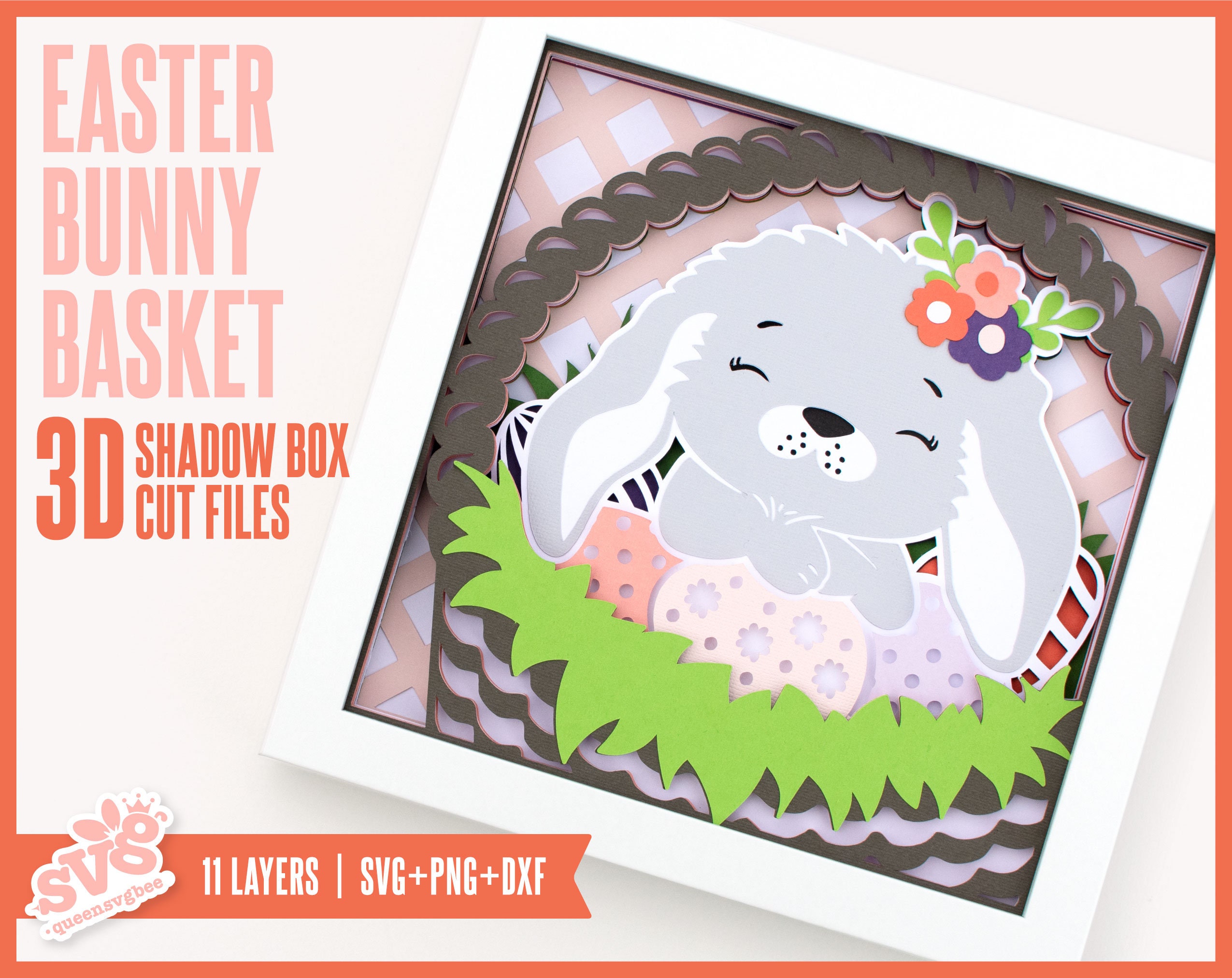 3d svg Rabbit layered paper cut template