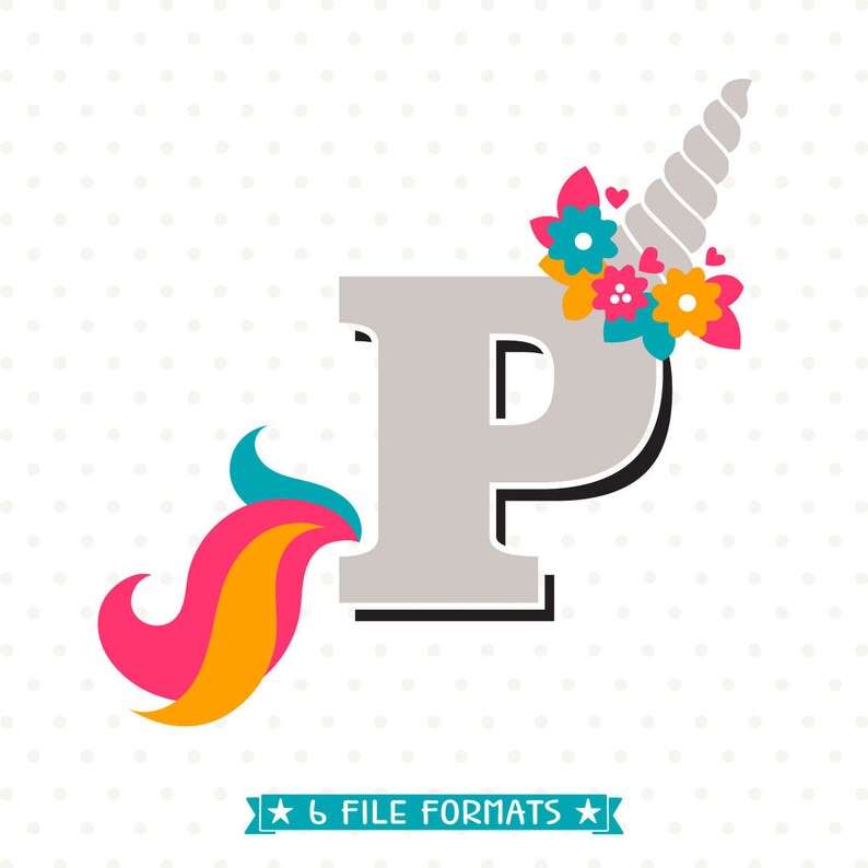 Download Letter P SVG cut file Girls Monogram HTV design Unicorn | Etsy