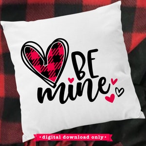 Buffalo Plaid Heart SVG design, Be Mine svg, Valentines Day SVG file