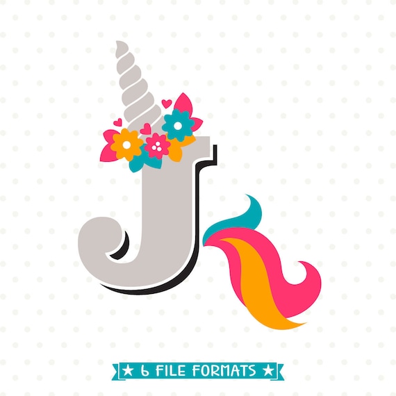 letter j svg cut file unicorn monogram svg design unicorn etsy design unicorn