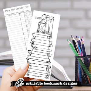 Printable Bookmarks, Library Card Bookmark, Reading Tracker Bookmark, Reading Log Bookmark, Coloring Page Bookmark, To Be Read List