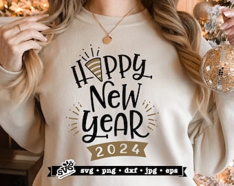 Happy New Year 2024 SVG design for New Years Eve