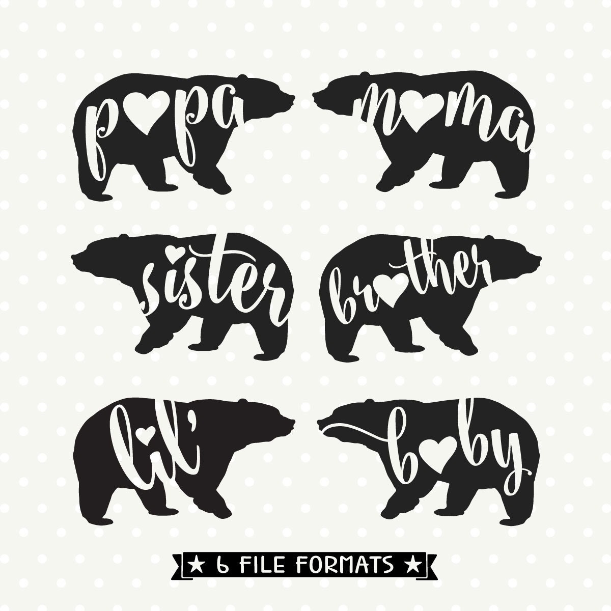 Download Bear Family Dxf File Bear Silhouette File Bear Family File Etsy