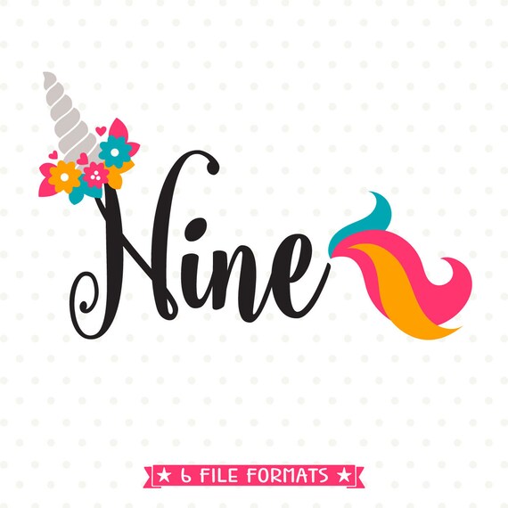 Download 9th Birthday SVG Unicorn Birthday SVG Nine Years Old svg ...
