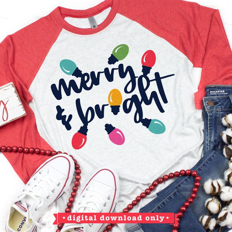 Download Merry and Bright SVG Christmas SVG Sublimation design | Etsy