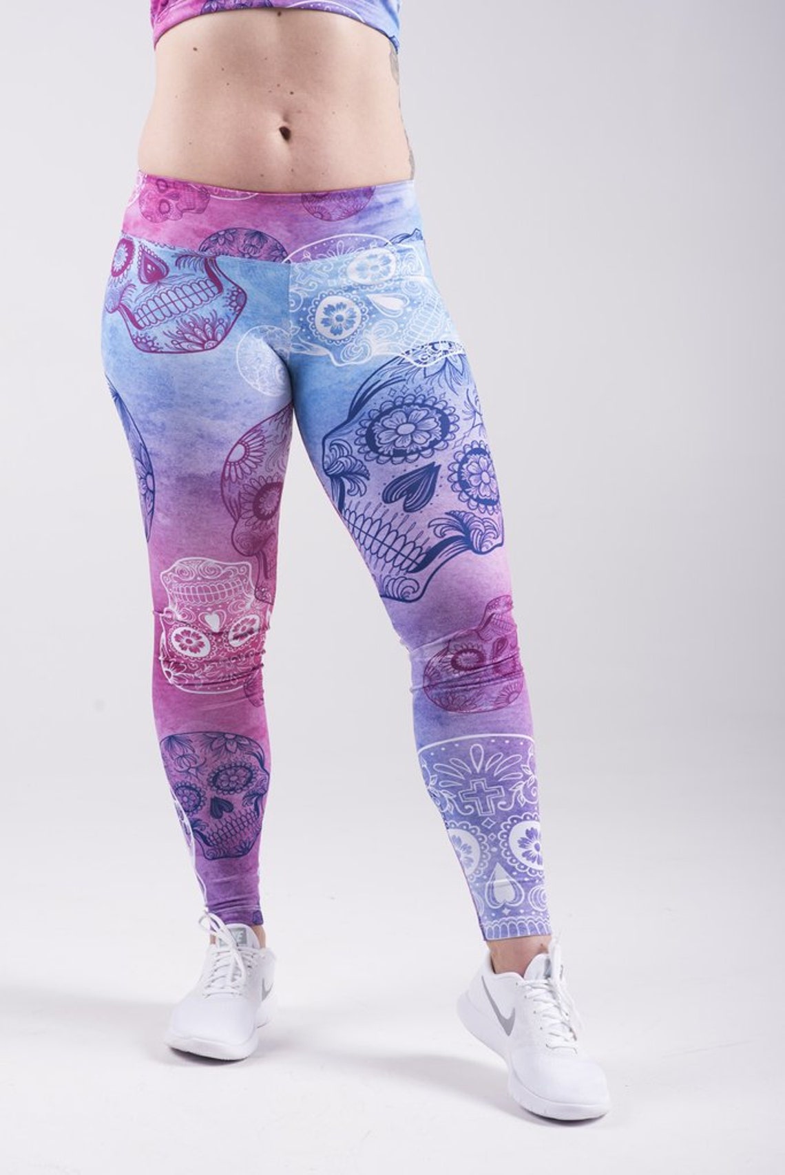 pink skull leggings