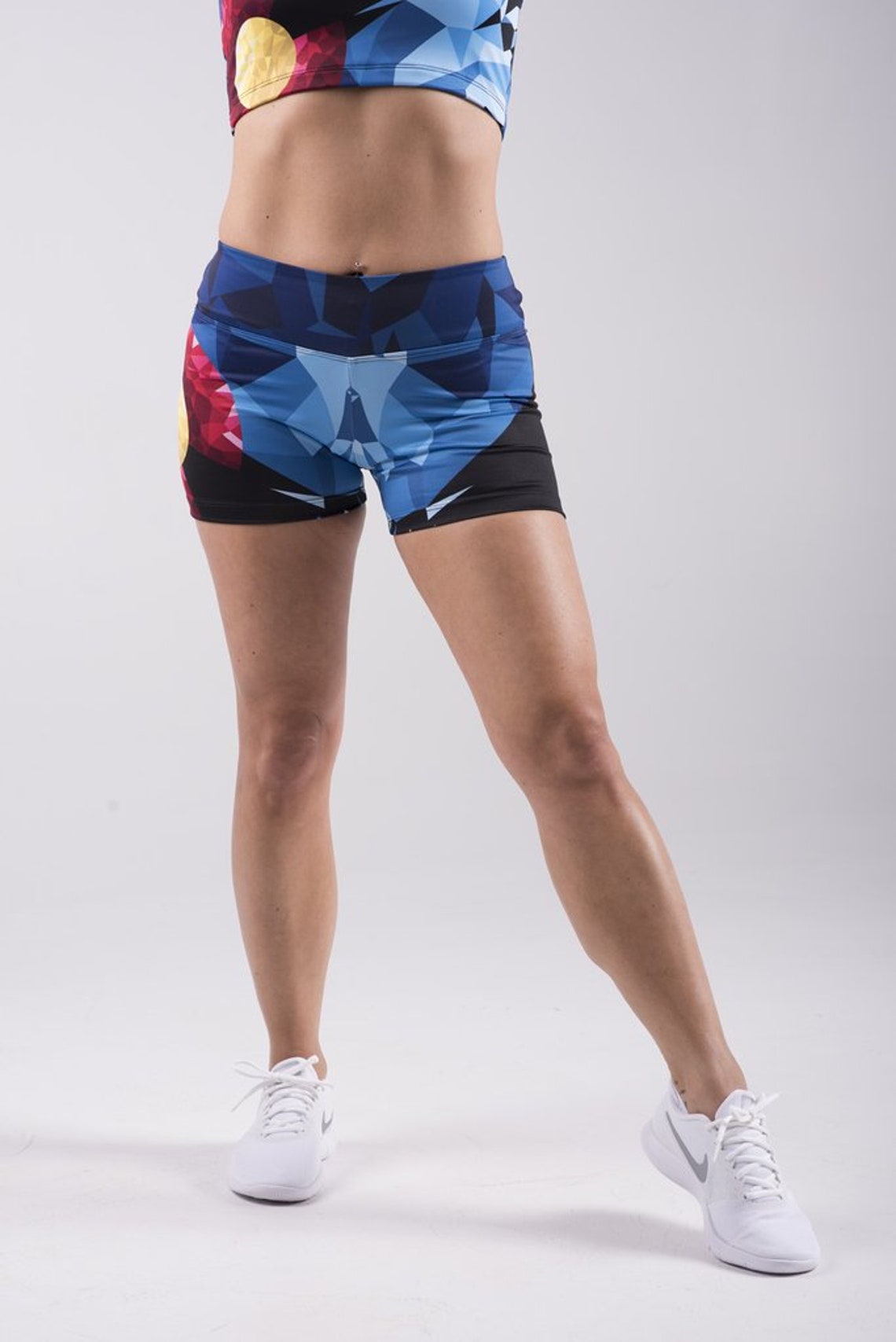 SHORTS Colorado Low Poly Black Yoga Shorts Colorado Etsy