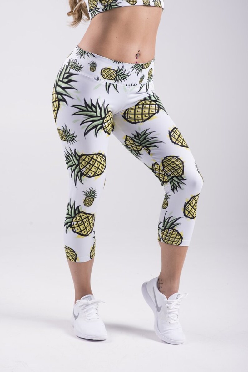white pineapple leggings