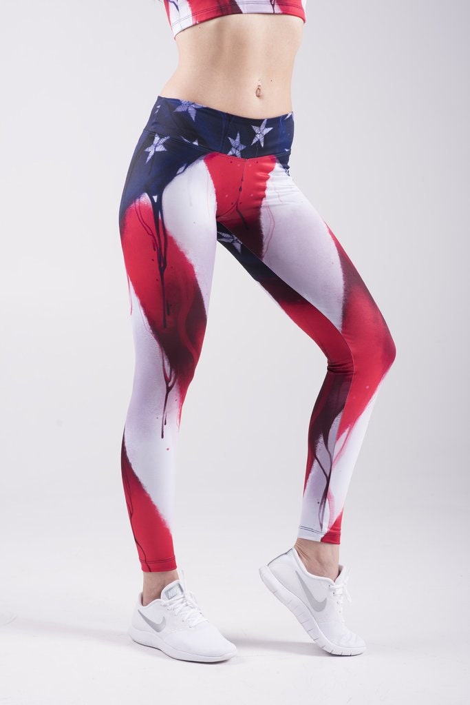 red white and blue leggings