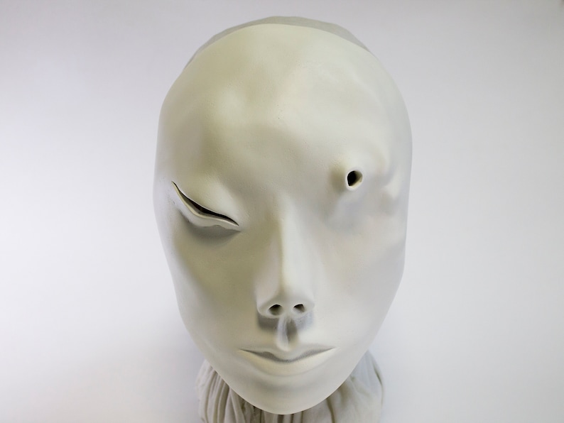 Mask is a white face for Halloween mask surrealism face mask Etsy