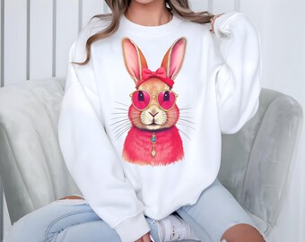 Digitale clipart roze konijntje – trendy fashion konijn, png | Direct downloaden | Digitale kunst