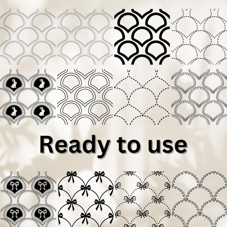 Scallop Line Pattern 30 Scallop Template Seamless Pattern PNG | Procreate Scallop Brush ...