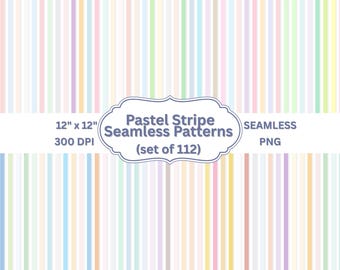 112 naadloos digitaal papier met pastelstrepen | Verticale gestreepte achtergronden voor scrapbooking, sublimatie, knutselen en commercieel gebruik