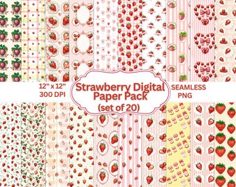 strawberry digital paper, strawberry png, strawberry clipart, strawberry seamless, strawberry journal, watercolor berry, grandmillenial png,