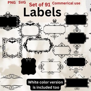 93 Banner Clipart, Banners Png, vintage Labels Svg, Label Borders Svg, Decorative Frames.