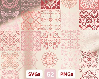 52 Talavera Tile Clipart, Mexican Tile SVG PNG, Vintage Spanish Pattern Cut Files, Floral Decorative Ornaments, papel picado, mexico svg
